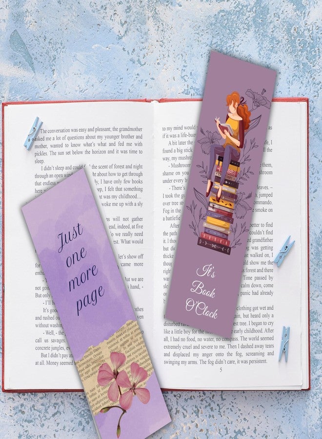 EKDALI Bookmarks Set of 16 | Specially Designed for Book| 350 GSM Thick Book Marks| Matte Finished NO Repeat Designs|Purple Theme| Size 2 x 6 in - Image 4