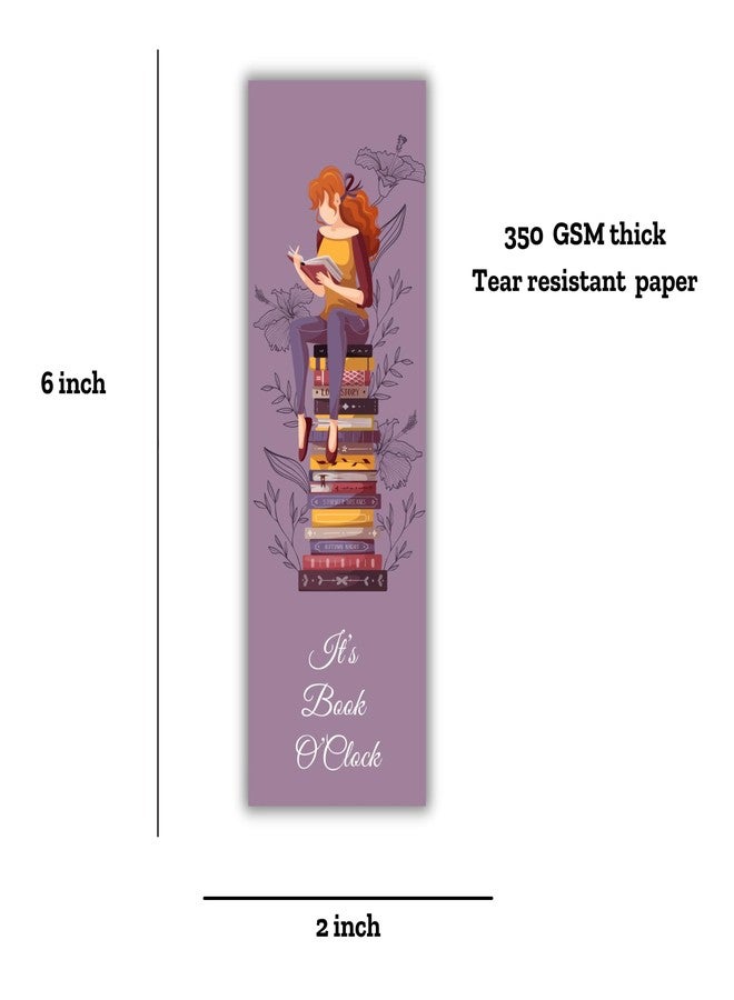EKDALI Bookmarks Set of 16 | Specially Designed for Book| 350 GSM Thick Book Marks| Matte Finished NO Repeat Designs|Purple Theme| Size 2 x 6 in - Image 2