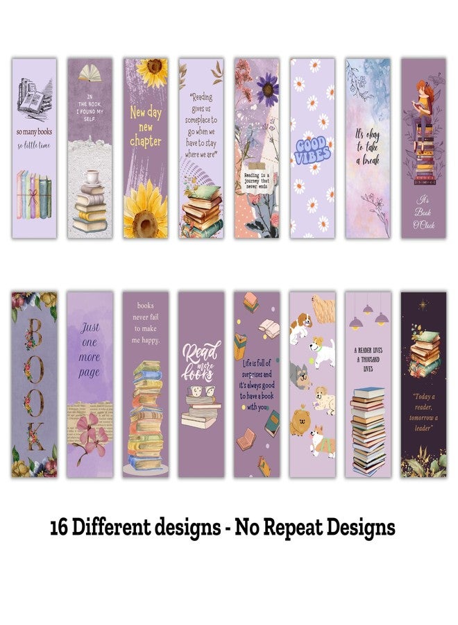 EKDALI Bookmarks Set of 16 | Specially Designed for Book| 350 GSM Thick Book Marks| Matte Finished NO Repeat Designs|Purple Theme| Size 2 x 6 in - Image 3