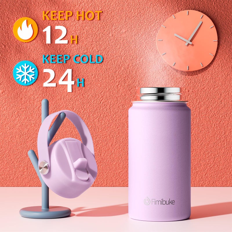 Fimibuke Kids Insulated Water Bottle - 14oz BPA-FREE 18/8 Stainless Steel Travel Tumbler Leak Proof Double Wall Vacuum Kids Cup with Straw Metal Water Bottle for School Boys Girlsï¼ˆ2 Pack, Macaronï¼‰ - Image 3
