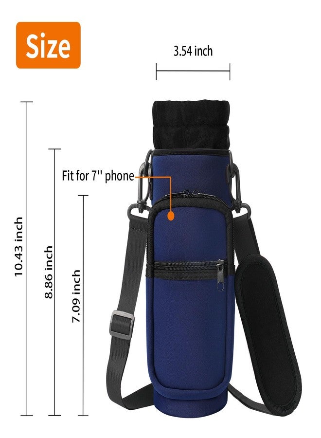 AceTreker 32 oz 40 oz Water Bottle Holder Bag with Strap, Neoprene Water Bottle Carrier with Paracord Handle, Sport Bottle Sleeve Sling Bag with Pocket for Travelling, Walking, Camping-Navy - Image 5