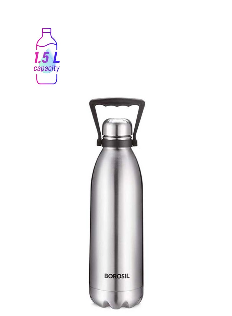 Borosil Vacuum Insulated Copper Coated Inner Bolt Water Bottle, Sports Bottle, Yoga Bottle, Outdoor, Portableleak Proof, Reusable Water Bottle Stainless Steel, 1.5 Ltr, Isfgbo1500S - Image 1
