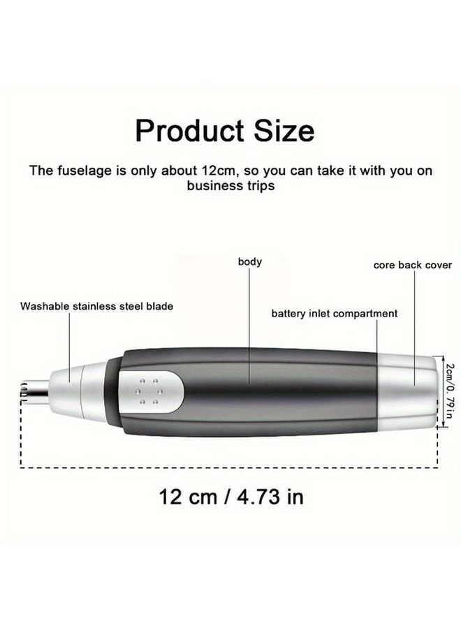 Black Cordless Nose Ear Hair Trimmer Painless Facial Eyebrow Shaver No Battery Needed - Image 3
