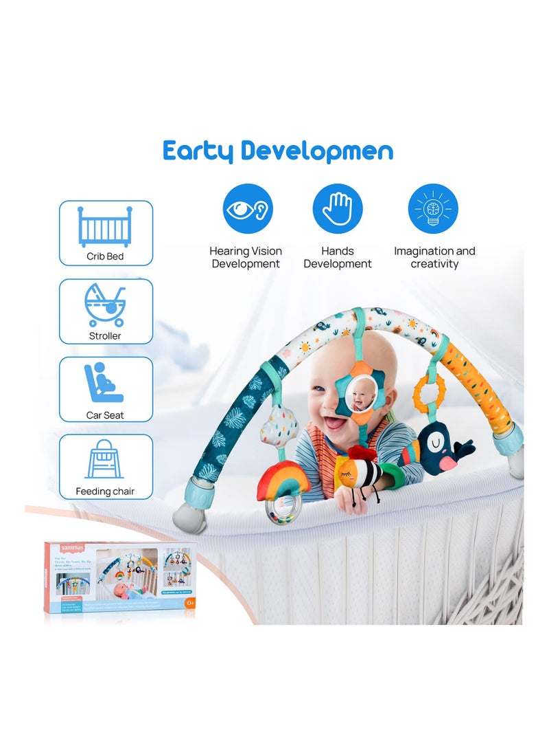 Zikra Baby Stroller Musical Animal Arch Toys, Detachable Activity Arch for Bassinet and Crib Baby Mobile with Musical Animal Arch Stroller Arch with Rattles BB Squeaker Teether for Bassinet Crib - Image 3