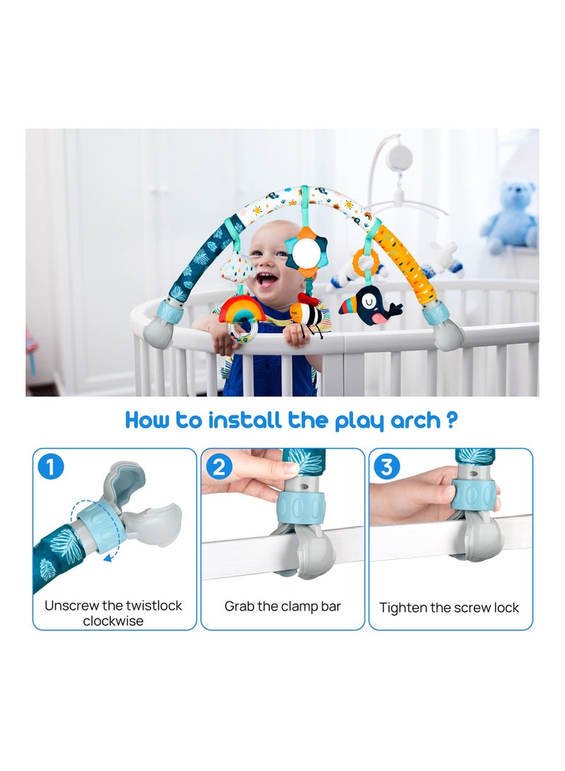 Zikra Baby Stroller Musical Animal Arch Toys, Detachable Activity Arch for Bassinet and Crib Baby Mobile with Musical Animal Arch Stroller Arch with Rattles BB Squeaker Teether for Bassinet Crib - Image 2