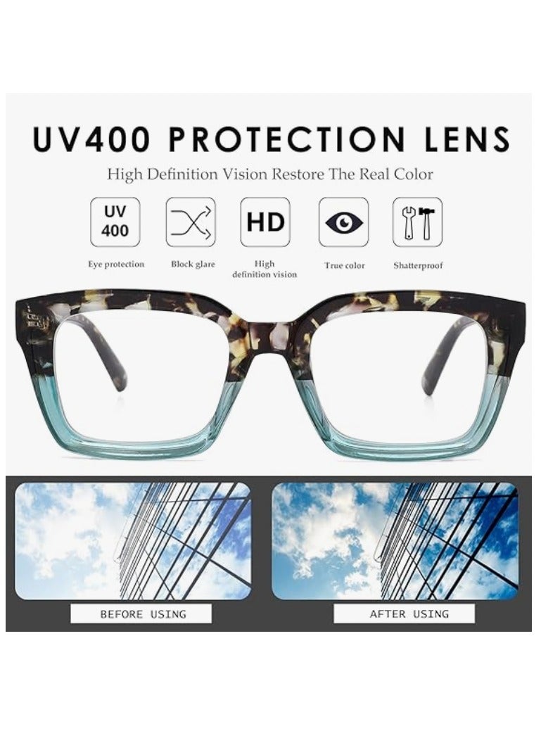 +2.50    نظاراه  قراءة للنساء، رجال أو للجنسين، نظارات قراءه طبيه مكبرة لتصحيح ضعف النظر  مع تقدم العمر ،لون الإطار جريء عدسات مضادة للتعب والضوء الأزرق، تصميم خفيف الوزن ،حمايه شاشة كمبيوتر  وحجب الضوء الأزرق ورؤية واضحة للقراءة