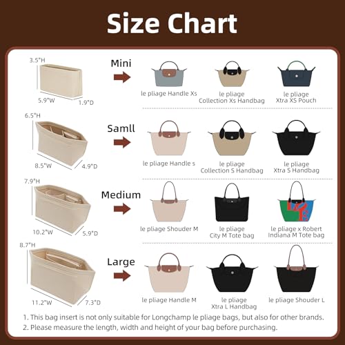Doxo Longchamp Purse Organizer Insert Large Compatible with Le Pliage L Handbags Tote(Large,Beige) - Image 2