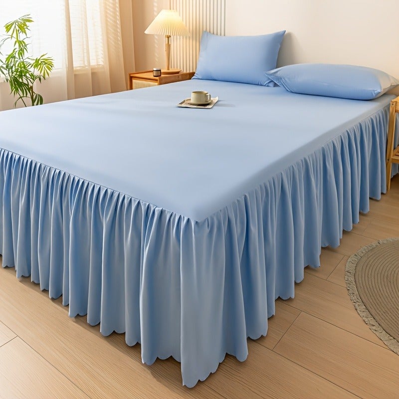 [10 Colors Available] 1pc Modern Style Elastic Perfect Bedspread with Lace, Non-Slip, Dust-Proof, Breathable And Beautiful Bed Skirt, Machine Washable, Non-Printed Fabric, Suitable for All Seasons - Hotel-Grade Mattress Protector - Image 3