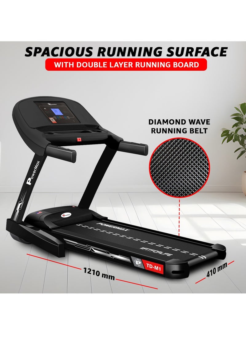 PowerMax Fitness - PowerMax Fitness Urbantrek™ Td-M1 (4Hp Peak) Treadmill For Home, Cardio Training, With 2 Level Manual-Incline, 12 Pre-Set Programs, Max User Weight 120Kg, Max Speed 14Km/Hr, - Image 1