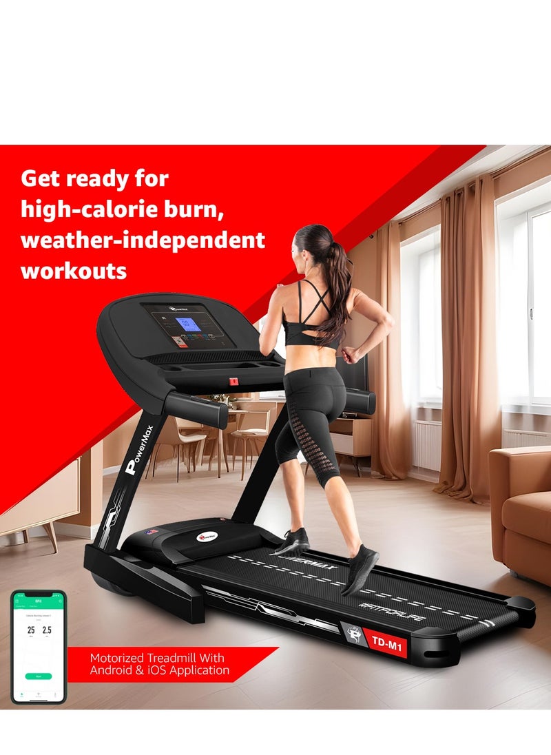 PowerMax Fitness - PowerMax Fitness Urbantrek™ Td-M1 (4Hp Peak) Treadmill For Home, Cardio Training, With 2 Level Manual-Incline, 12 Pre-Set Programs, Max User Weight 120Kg, Max Speed 14Km/Hr, - Image 1