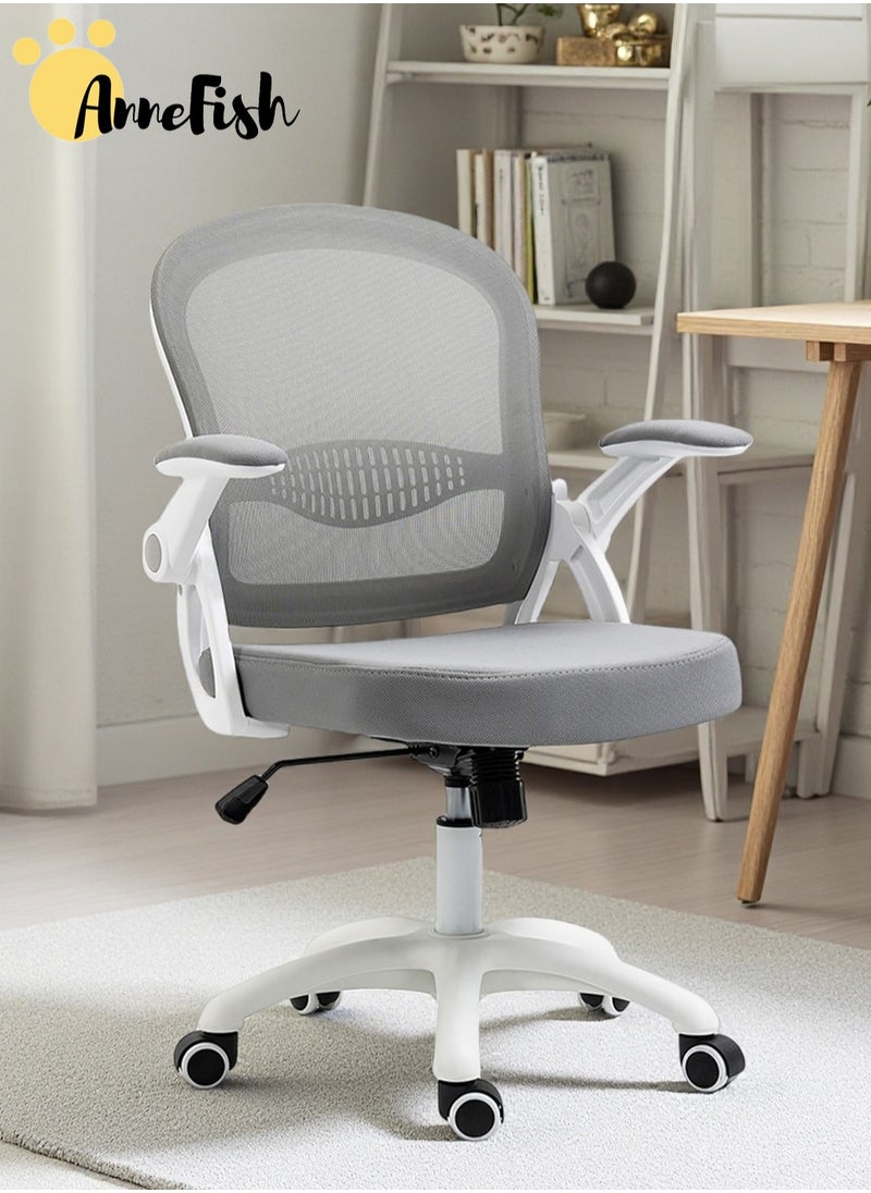 AnneFish Comfortable Office Chair Ergonomic Low Back Mesh Chair with Flip Up Armrests and Lumbar Support Computer and Home Office Chair  - Image 1