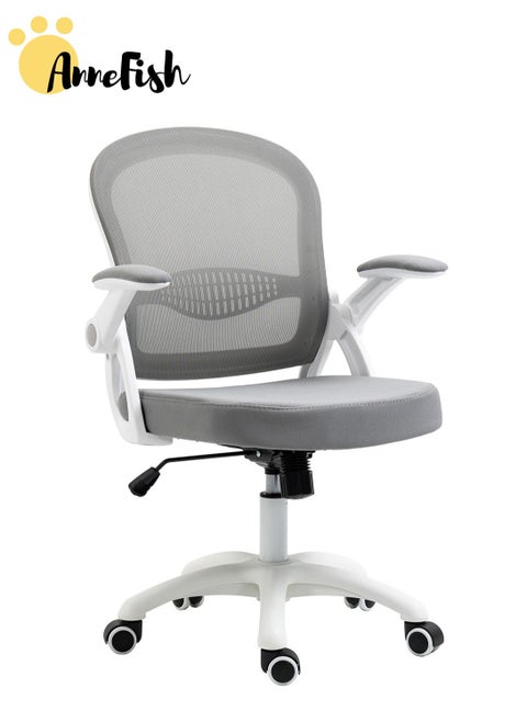 Comfortable Office Chair Ergonomic Low Back Mesh Chair with Flip Up Armrests and Lumbar Support Computer and Home Office Chair