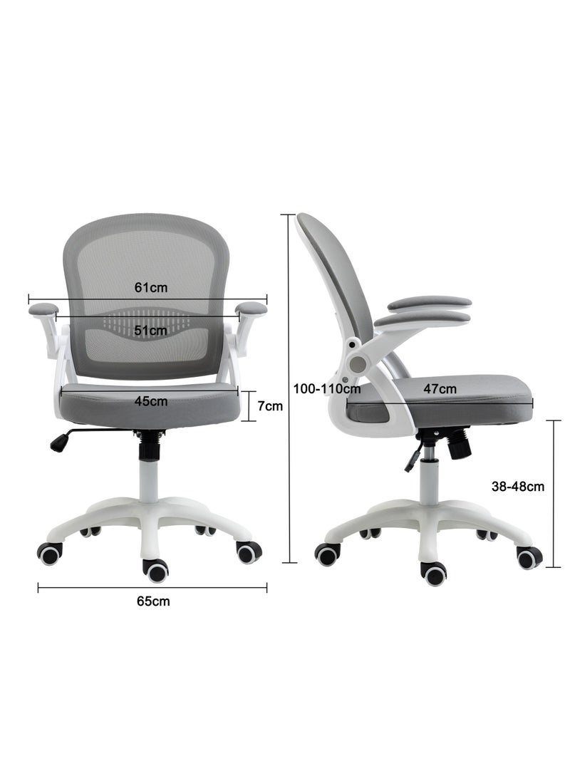 AnneFish - Comfortable Office Chair Ergonomic Low Back Mesh Chair with Flip Up Armrests and Lumbar Support Computer and Home Office Chair - Image 1