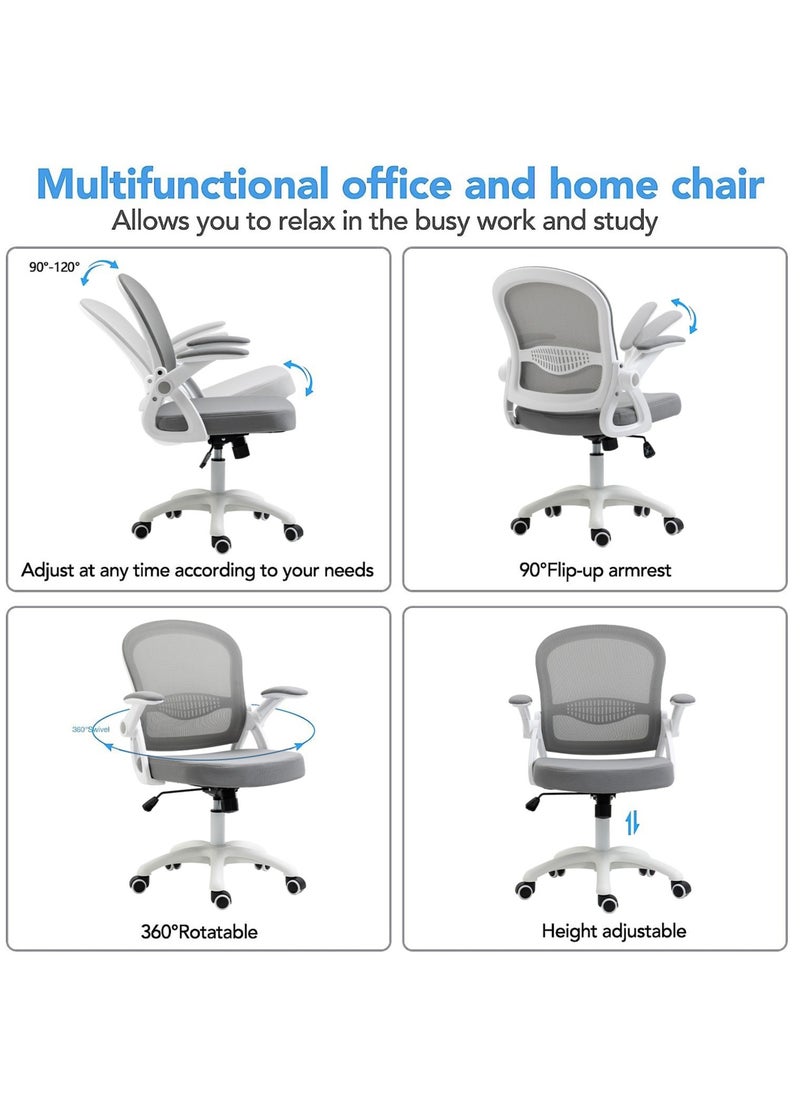 AnneFish - Comfortable Office Chair Ergonomic Low Back Mesh Chair with Flip Up Armrests and Lumbar Support Computer and Home Office Chair - Image 1