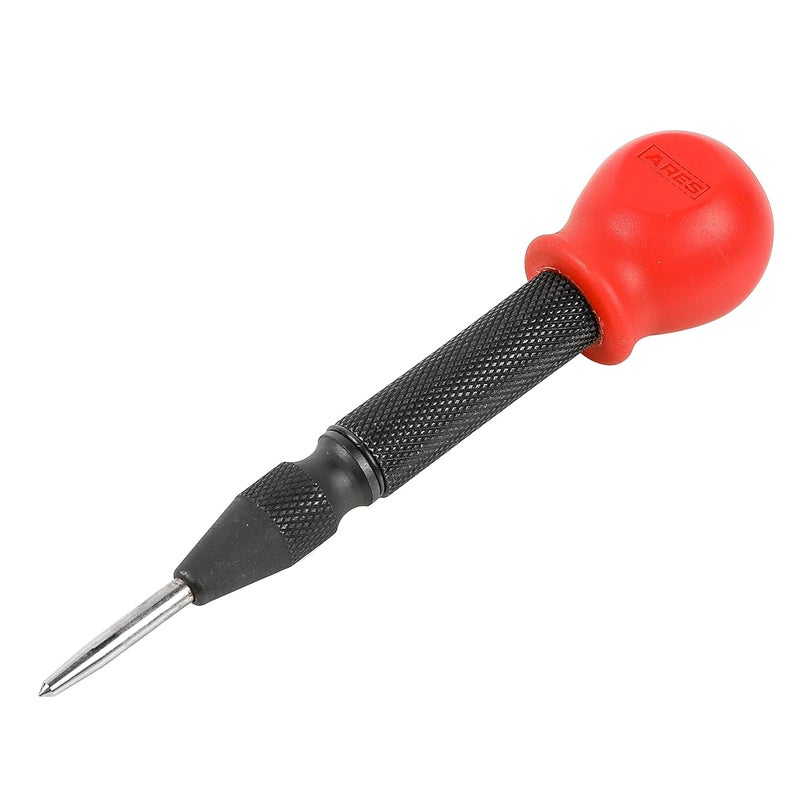 ARES 10022 - Automatic Center Punch - 5-Inch Adjustable Spring-Loaded Tool - Anti-Slip Knurled Grip - Durable S2 Steel Tip - Image 1