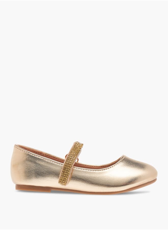 Flora Bella By Shoexpress Girls Floral Bella Embellished Ballerina Shoes with Hook and Loop Closure Ramadan Collection  - Image 3