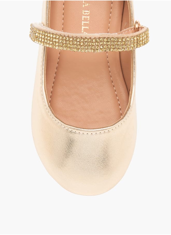 Flora Bella By Shoexpress Girls Floral Bella Embellished Ballerina Shoes with Hook and Loop Closure Ramadan Collection  - Image 4