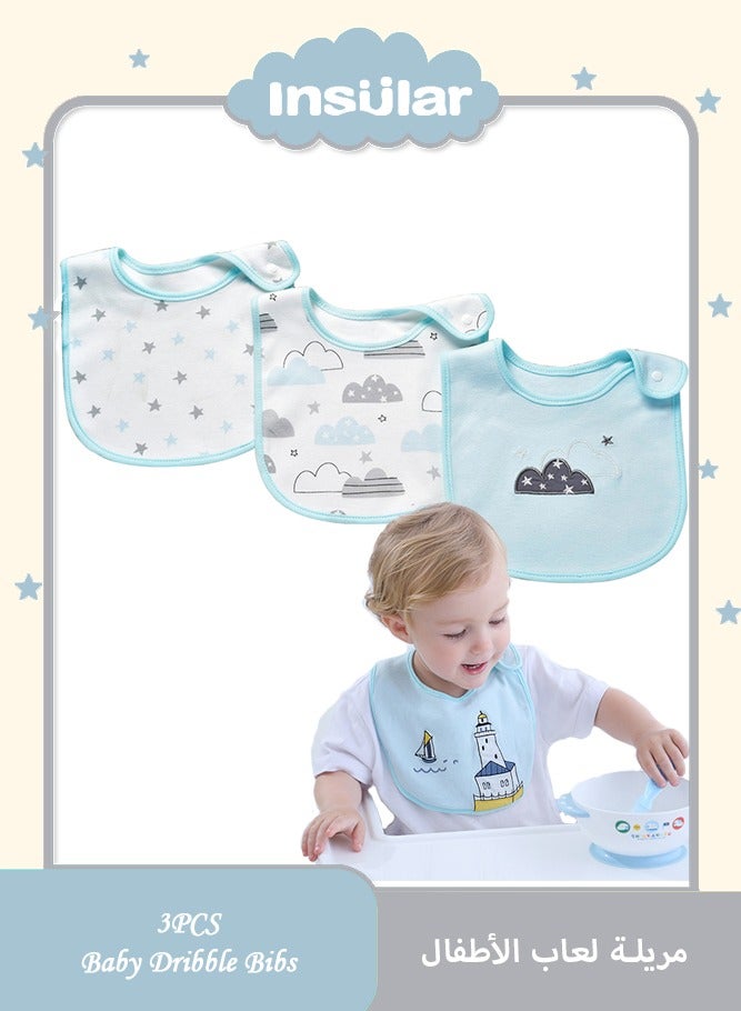 insular 3 Pack Insular Baby Bibs, Baby Bandana Drool Bibs, 100% Cotton Bibs for Boys Girls Unisex for Teething and Drooling (Multicolour) - Image 1