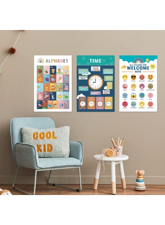NOVOLAN Children's Early Education Wall Chart Bohemian Style Wall Stickers Decorative Painting Children's English Enlightenment Education Posters, Wall Decor Waterproof Material 16 Large Posters - Image 4