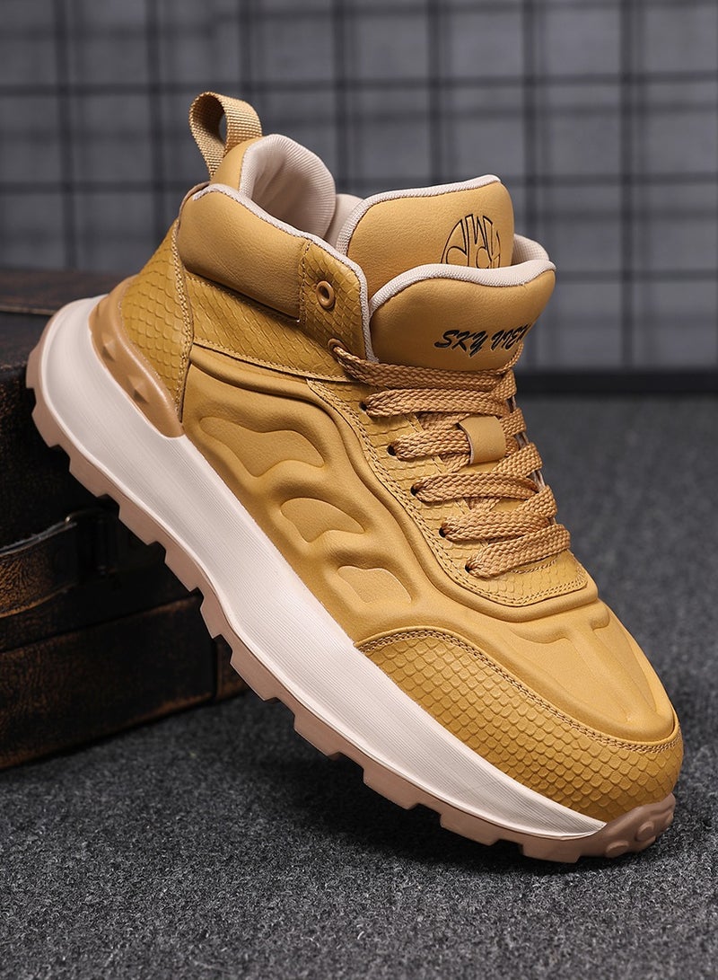 SKY VIEW Men Fashion Casual Shoes Mid Top Double Tongue Design Hiking Sneakers Non-Slip Trekking Walking Shoes Running Shoes for Men with Arch Support - Image 2