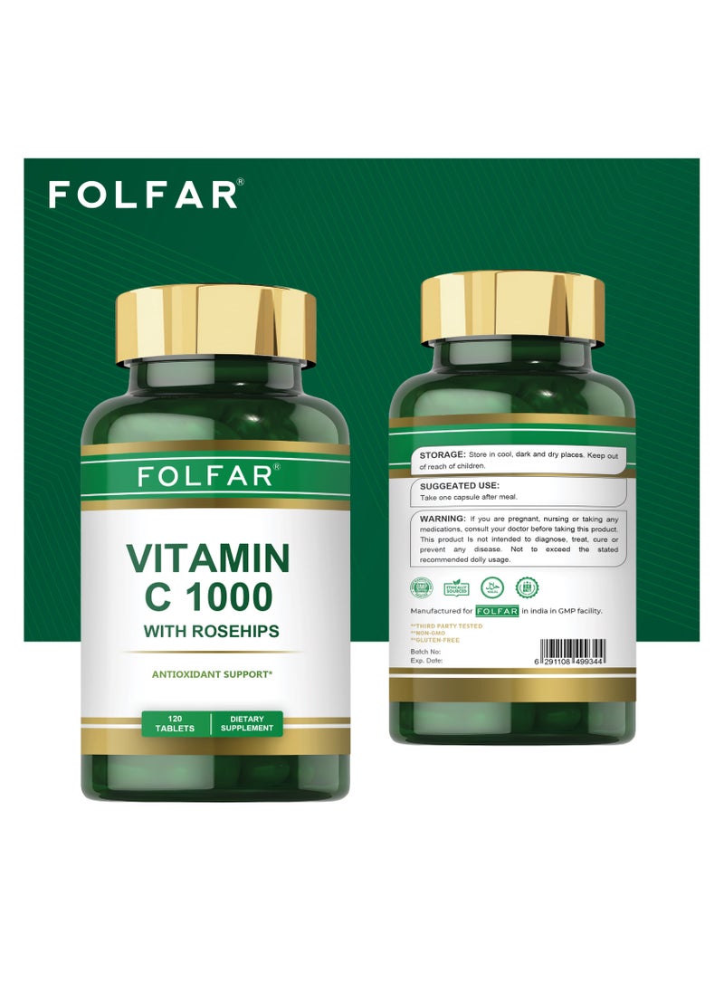 Folfar Vitamin C - 1000mg with Rose Hips - 120 tablets  - Image 3