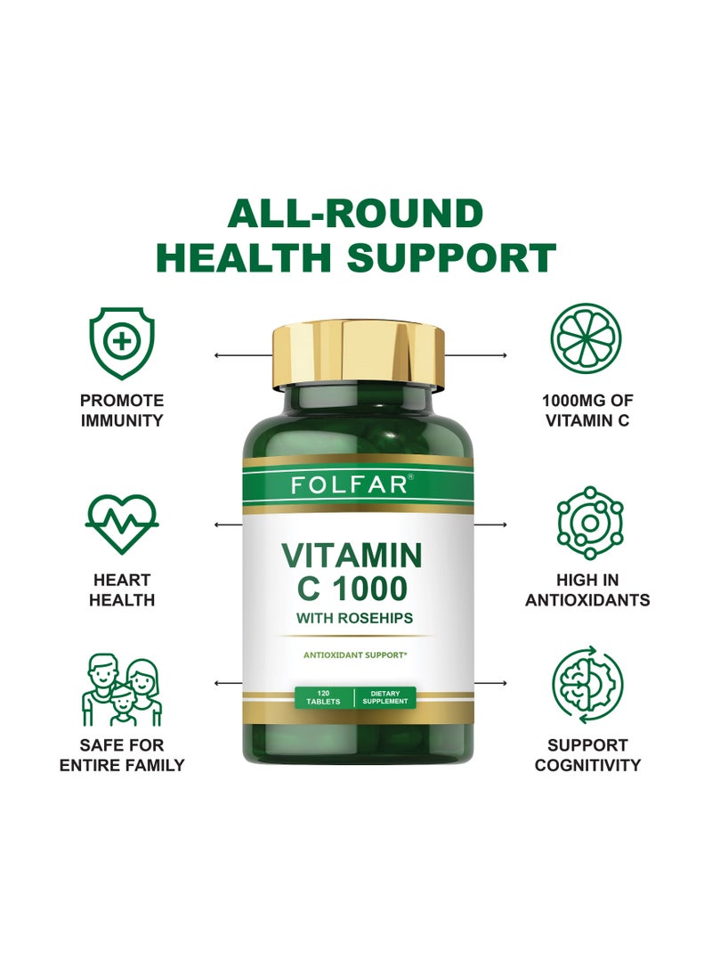 Folfar Vitamin C - 1000mg with Rose Hips - 120 tablets  - Image 4