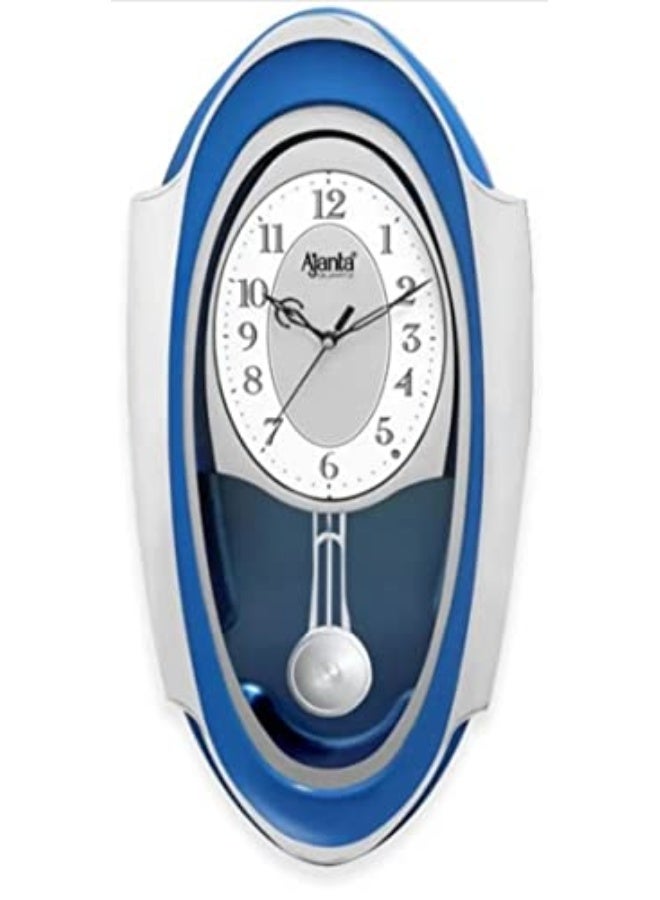 Ajanta ساعة حائط موسيقية أجنتا 1627 - زرقاء | حركة كوارتز | ألحان كل ساعة وحساس ليلي | تصميم بيضاوي أنيق | 50.7 × 24.9 سم - Image 1