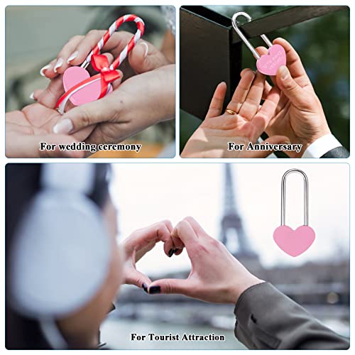 VeYocilk 25PCS Love Lock Heart Padlock, Zinc Alloy Single Heart Lock for Lovers Couple Friends Valentine's, Anniversary,Travel, Gift (No Key) (Pink, Zinc Alloy) - Image 5