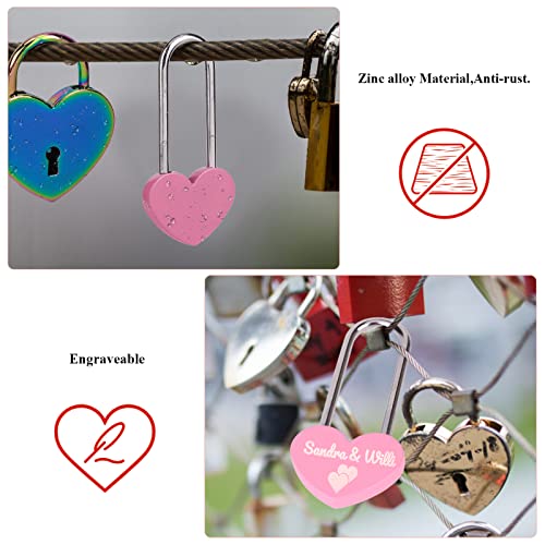 VeYocilk 25PCS Love Lock Heart Padlock, Zinc Alloy Single Heart Lock for Lovers Couple Friends Valentine's, Anniversary,Travel, Gift (No Key) (Pink, Zinc Alloy) - Image 4