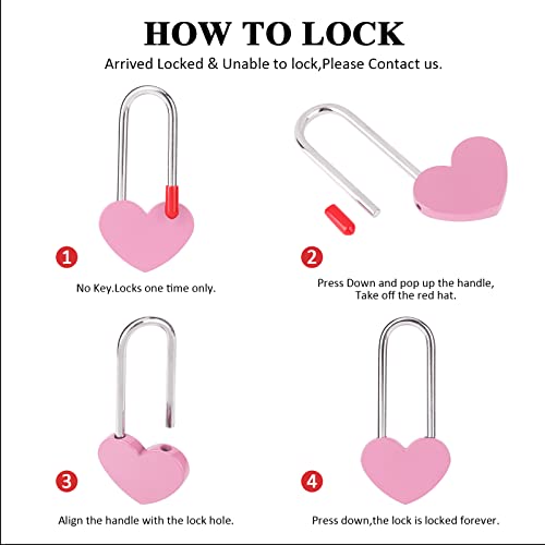 VeYocilk 25PCS Love Lock Heart Padlock, Zinc Alloy Single Heart Lock for Lovers Couple Friends Valentine's, Anniversary,Travel, Gift (No Key) (Pink, Zinc Alloy) - Image 3