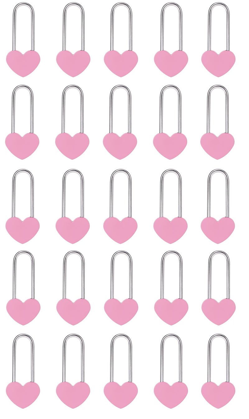 VeYocilk 25PCS Love Lock Heart Padlock, Zinc Alloy Single Heart Lock for Lovers Couple Friends Valentine's, Anniversary,Travel, Gift (No Key) (Pink, Zinc Alloy) - Image 1