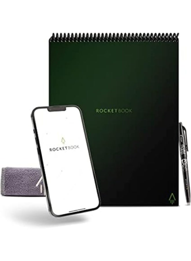 Rocketbook Flip - with 1 Pilot Frixion Pen & 1 Microfiber Cloth Included - Green Cover, Letter Size (8.5" x 11") (FLP-L-K-CKG) - Image 1