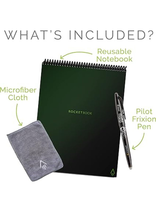 Rocketbook Flip - with 1 Pilot Frixion Pen & 1 Microfiber Cloth Included - Green Cover, Letter Size (8.5" x 11") (FLP-L-K-CKG) - Image 3