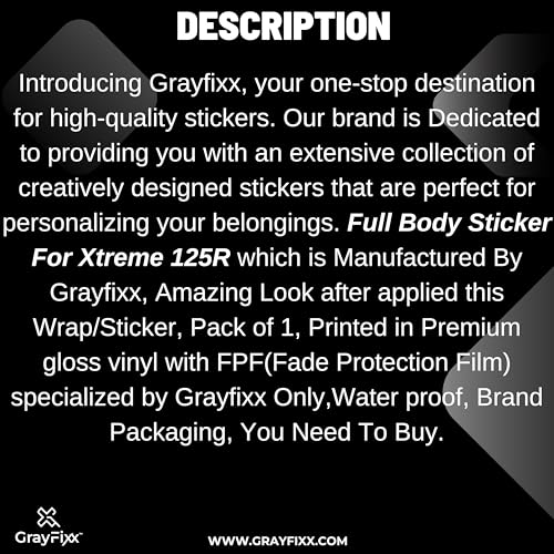 Grayfixx Torque Edition Full Body Sticker for Xtreme 125R | Made in Premium Gloss Vinyl with FPF (Fade Protection Film), Water Proof, Precut Sticker, Pack of 1 for Both Side with 2 Years Warranty - Image 4