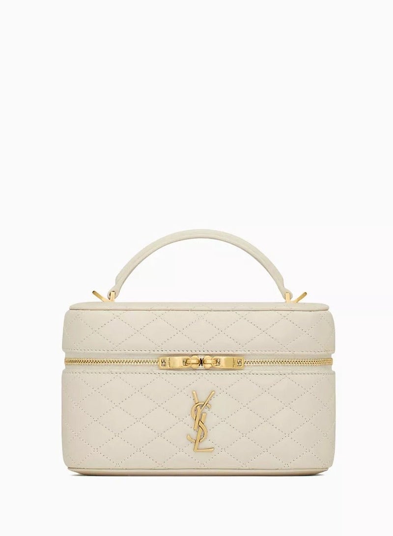Yves Saint Laurent Luxury Gaby Mini Vanity Bag, Women's Travel Vanity Bag, Women's Tote Bag, Women's Hand Bag, Women's Shoulder Bag, Women's Cross Body Glossy-White - Image 2