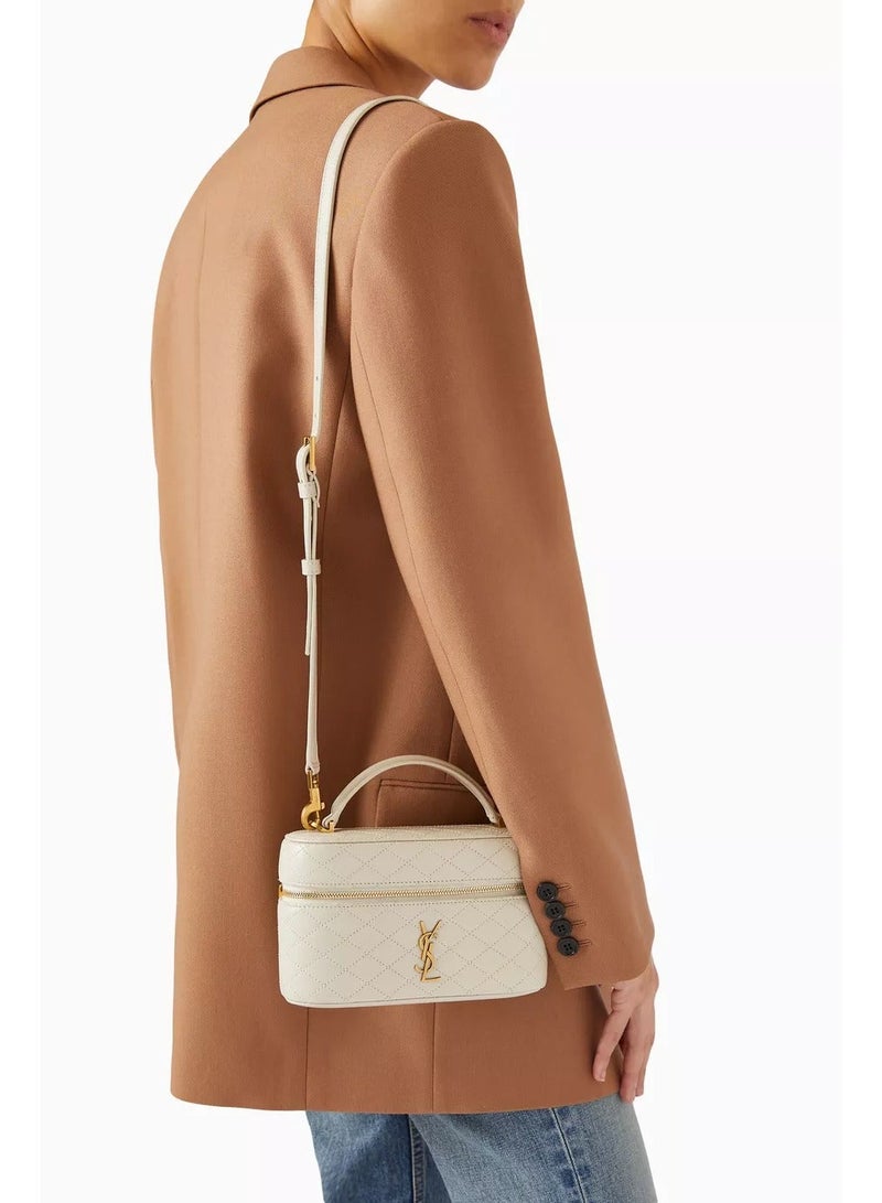 Yves Saint Laurent Luxury Gaby Mini Vanity Bag, Women's Travel Vanity Bag, Women's Tote Bag, Women's Hand Bag, Women's Shoulder Bag, Women's Cross Body Glossy-White - Image 4