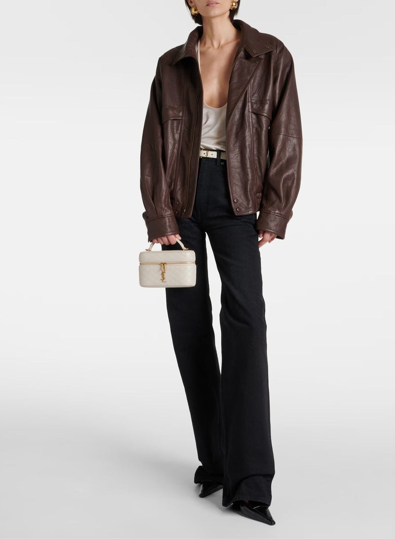 Yves Saint Laurent Luxury Gaby Mini Vanity Bag, Women's Travel Vanity Bag, Women's Tote Bag, Women's Hand Bag, Women's Shoulder Bag, Women's Cross Body Glossy-White - Image 5