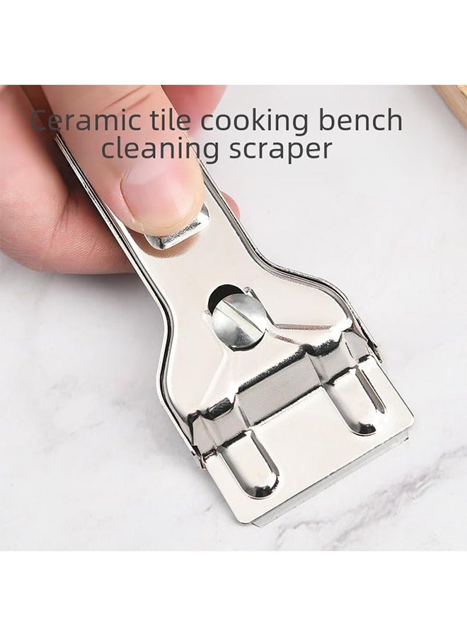 Stainless Steel Scraper Tool,Multi-Purpose Grout Stove Cleaner Cleaning Razor for Tough Stains(1 x Scraper & 5 x Blades)  - Image 3