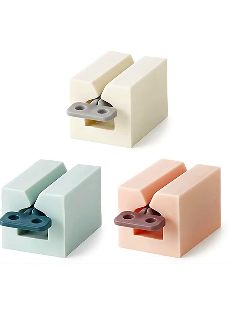 Oasisgalore - 3PCS Toothpaste Squeezer with Frosted Handles - Bathroom Organizer (Pink, White, Blue) - Image 1