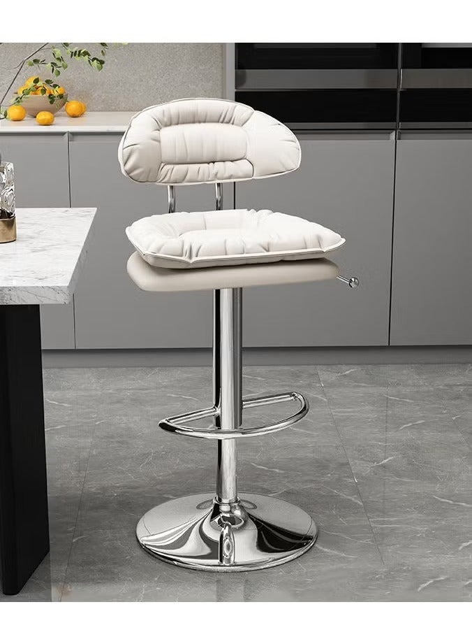 كراسي بار تدور 360 درجة مع مسند للقدمين، كرسي بار قابل للتعديل الارتفاع، كرسي بار مريح، كراسي بار ناعمة ومريحة بدون مساند للذراعين لجزيرة المطبخ أو غرفة الإفطار أو المقهى - Image 1