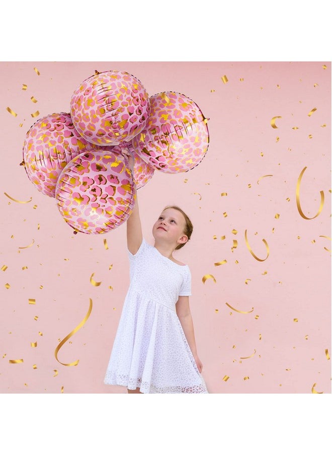 Geelin - 8 Pcs Leopard Balloons Jungle Leopard Print Balloons Leopard Print Balloons Wild One Balloons Cheetah Balloon Decor Supplies Zoo Mylar Leopard Balloons For Birthday Party(Round Style) - Image 1