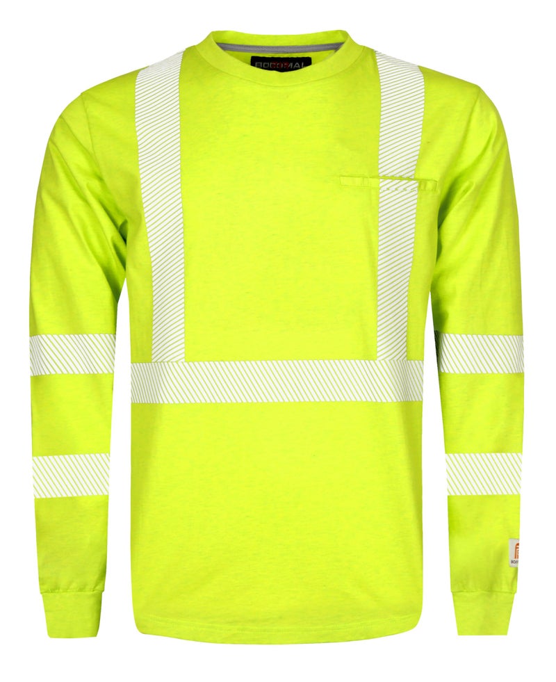 BOCOMAL FR HiVis Shirts 6oz Lightweight High Visibility Reflective Flame ResistantFire Retardant Shirt Mens Safety Shirts