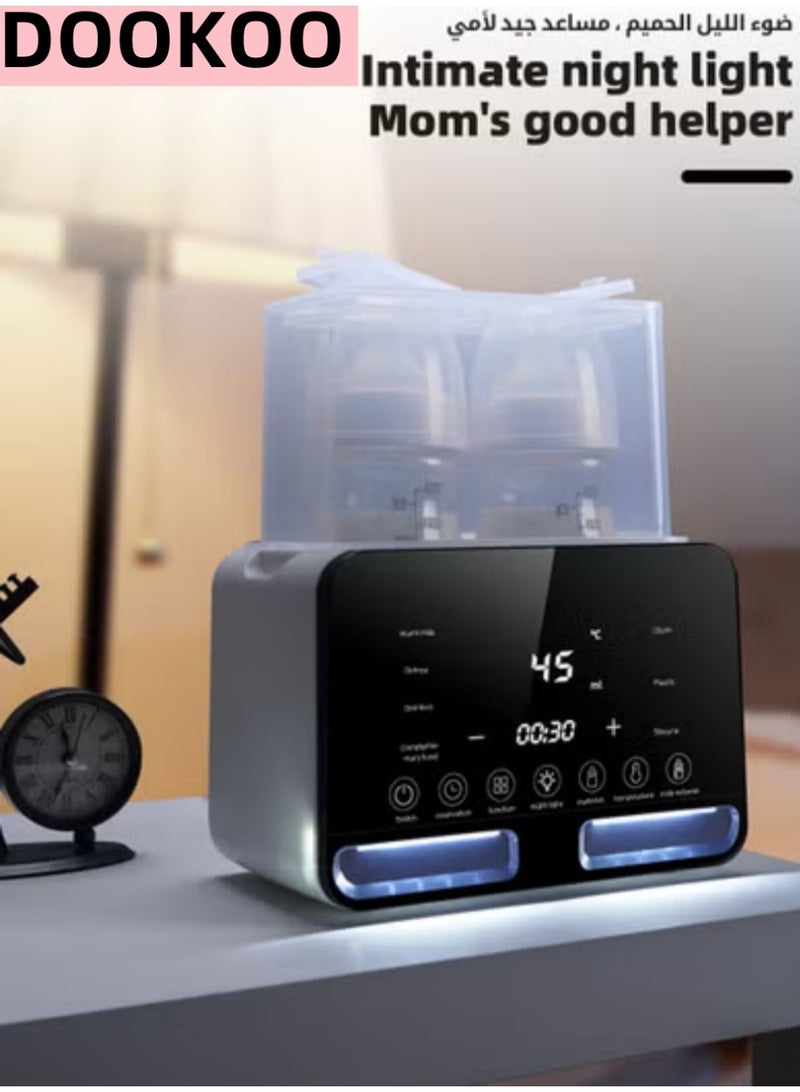 DOOKOO 9 In 1 Baby Bottle Warmer u0026 Sterilizer u0026 Electric Baby Food Makerr u0026 Milk Heater Defrost with Timer, Accurate Temperature Control, LCD Display, Night Light, Sterilizing, For Double Bottl - Image 5