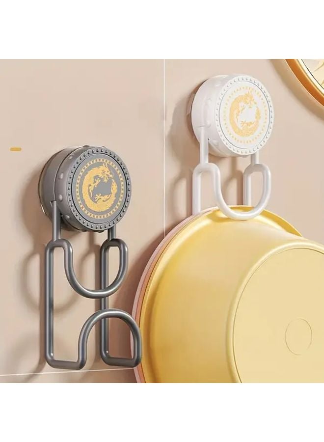 2pcs White Rotating Suction Cup Wall Mounted Storage Rack No Drill Bathroom Organizer - Image 3