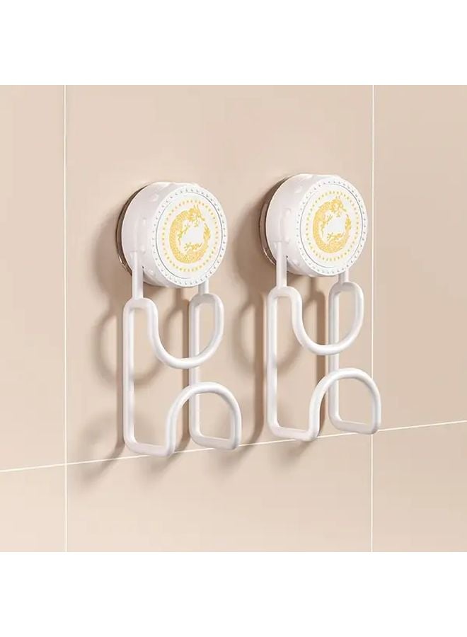 2pcs White Rotating Suction Cup Wall Mounted Storage Rack No Drill Bathroom Organizer - Image 1