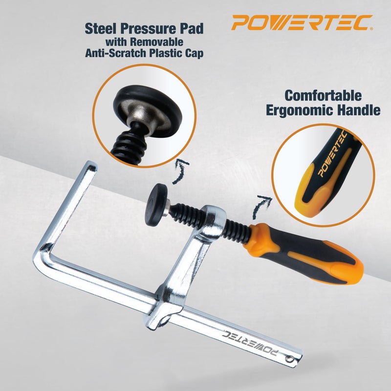 POWERTEC Quick Screw Guide Rail Clamps for BOW XTENDER Fences, MFT Table, Track Saw Guide Rail System, 7â€ Capacity x 2-3/8â€ Throat Depth, 400lbs Clamping Force - 2PCs (71409) - Image 2