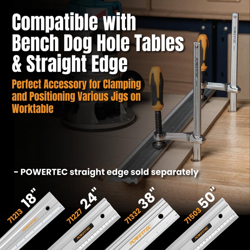 POWERTEC Quick Screw Guide Rail Clamps for BOW XTENDER Fences, MFT Table, Track Saw Guide Rail System, 7â€ Capacity x 2-3/8â€ Throat Depth, 400lbs Clamping Force - 2PCs (71409) - Image 4