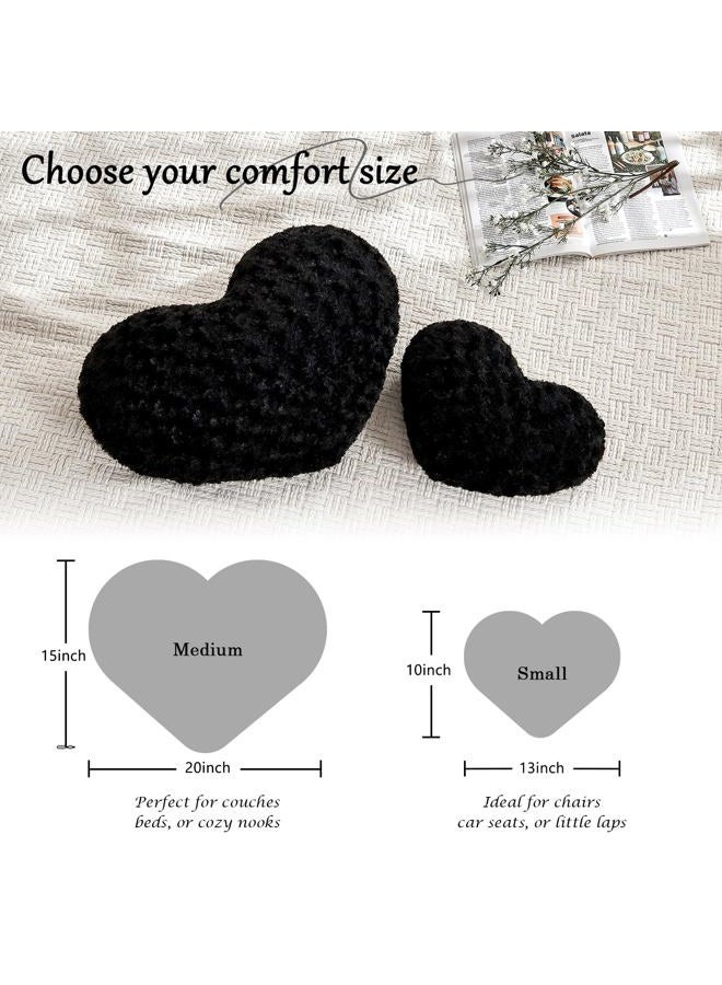 IREMATE Heart Pillow Black Throw Pillows, Soft and Fluffy Decorative Pillows for Bed Couch Chair, Cute Heart Shaped Room Decor for Valentine Anniversary Birthday Halloween Christmas (Small, 13"x10") - Image 4