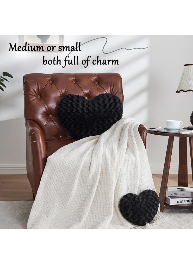 IREMATE Heart Pillow Black Throw Pillows, Soft and Fluffy Decorative Pillows for Bed Couch Chair, Cute Heart Shaped Room Decor for Valentine Anniversary Birthday Halloween Christmas (Small, 13"x10") - Image 5