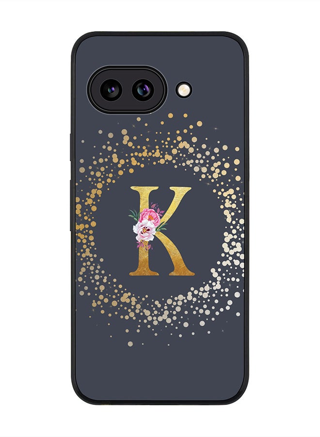 Stylizedd For Google Pixel 9a Case,Slim fit Camera Protection, Shockproof Thin Phone cover  - Custom Monogram Floral - K  (Grey )